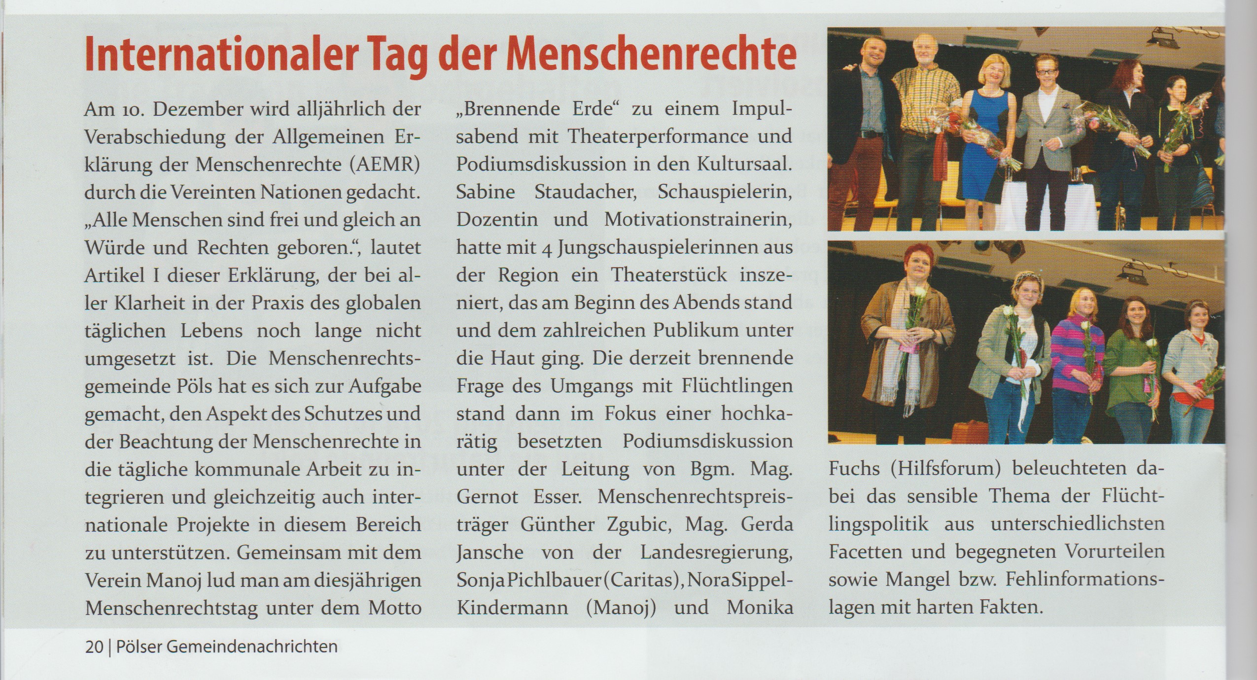 Gemeindezeitung Pöls Theater "Brennende Erde"